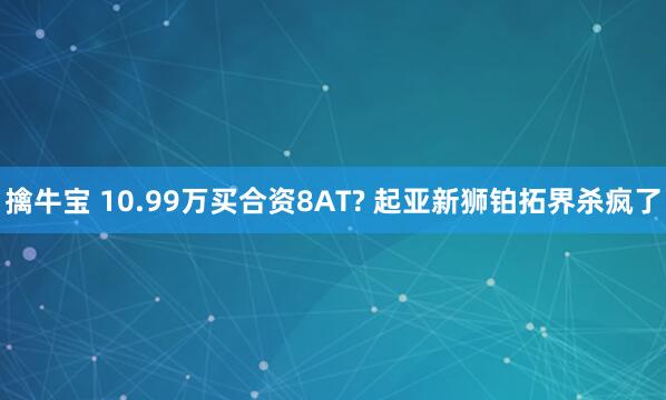 擒牛宝 10.99万买合资8AT? 起亚新狮铂拓界杀疯了